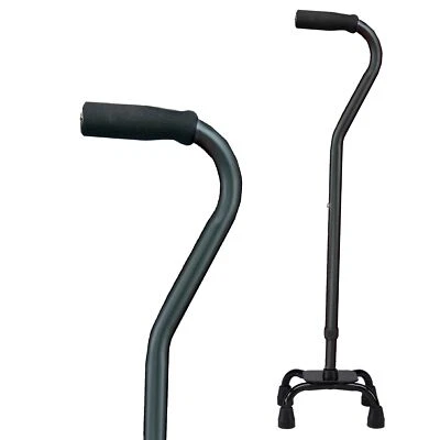 Adjustable Quad Cane Supports up to 250 Pounds Adjustable Height Black - Image 1 of 4