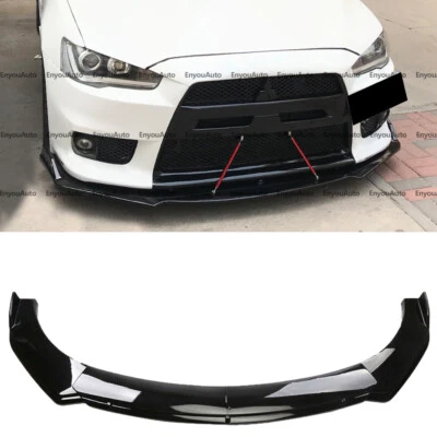 For Mitsubishi LANCER Universal Front Bumper Lip Spoiler Splitter Glossy Black Foto 1 de 4