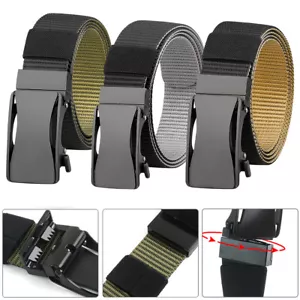 Tactical Mens Ratchet Belt Nylon Web Belts for Men with Automatic Slide Buckle - Picture 1 of 11