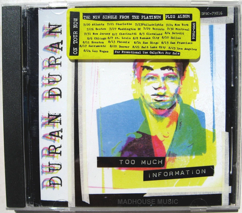 DURAN DURAN CD Too Much Information USA 2 Trk PROMO w/ Artwork+ TOUR Sticker NEW - Image 1 of 4