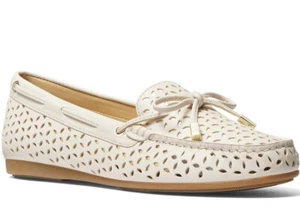 Nuovo mocassino Michael Kors Sutton Moc ballerine ecrù mocassini fiocco scarpe in pelle - Foto 1 di 4