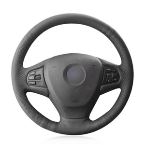 Hand Sewn Black Leather Car Steering Wheel Cover for BMW F25 X3 2011-2017 F15 X5 - Picture 1 of 8