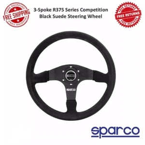 Sparco 3-Spoke R375 Series Competition Black Suede Steering Wheel | 350mm - Picture 1 of 5