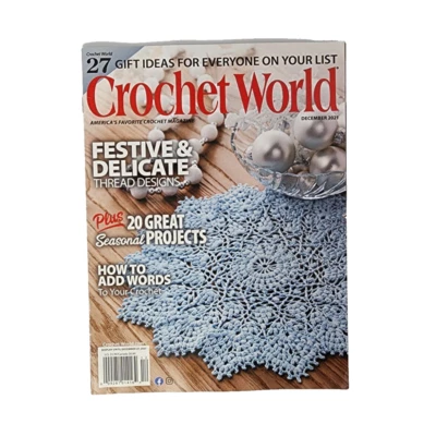 Crochet World Magazine December 2021 Thread Doilies Throws Dishcloths Coasters - Image 1 of 4