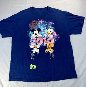 Disney SHIRT 2010 XL Mens Blue Graphic Tee Shirt Cotton Blend Mickey Goofy - Picture 1 of 10