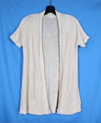 EILEEN FISHER Petite SILK & LINEN BLEND Open Front KNIT CARDIGAN/TOPPER Sz PM - Image 1 of 4