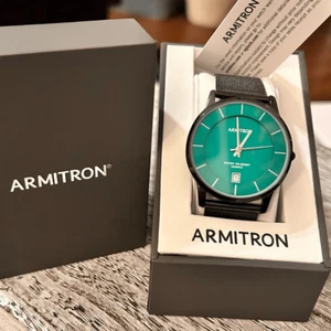 Armitron Men's Mesh Bracelet Watch w Date Function Green & Black NEW in Box - Picture 1 of 4