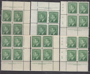 1949 #284 1¢ KING GEORGE VI WITH “POSTES-POSTAGE PLATE BLOCKS #2/#9 F-VF - Picture 1 of 3