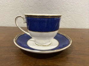 Wedgwood Crown Sapphire Cup & Saucer Bone China England Excellent Vintage 1991 - Picture 1 of 10