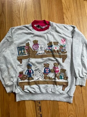 VTG 80s Land N Sea Teddy Bear Crew Neck Sweatshirt L - Image 1 of 4