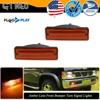 Luces de parachoques de señal ámbar 2 piezas para 88-97 Nissan D21 carrocería dura / 88-95 Pathfinder Foto 1 de 4