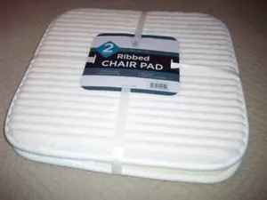 NEW Set of 2 Non-Slip Ribbed Comfort Foam Chair Pad Seat Cushions Ivory 16"x 16" - Picture 1 of 4