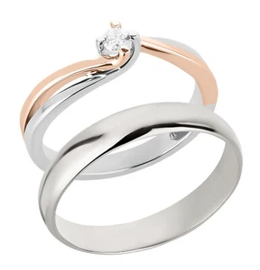 Anillos de boda precio pareja 375 oro diamante bicolor oro rosa oro blanco anillos de compromiso - Imagen 1 de 5