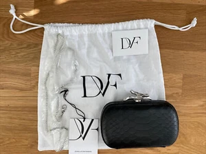 DVF DIANE VON FURSTENBERG~LYTTON CLUTCH SMALL Black Python~Brand New With Tags - Picture 1 of 6