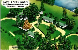 Vtg Gold Hill Oregon OR Lazy Acres Motel on Rogue River 1950s Unused Postcard - Picture 1 of 2