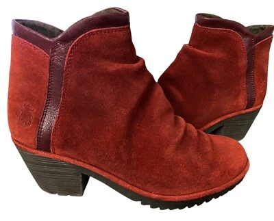 Fly London WEGO Botines Rojo Gamuza Mujer Talla EU 38 US 6.5-7 Foto 1 de 4