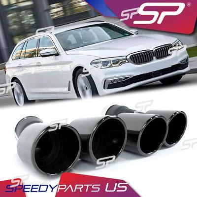 Dual Exhaust Muffler Tips Black for BMW G30 520i 530i 540i 2017-2025 M Sport - Image 1 of 4