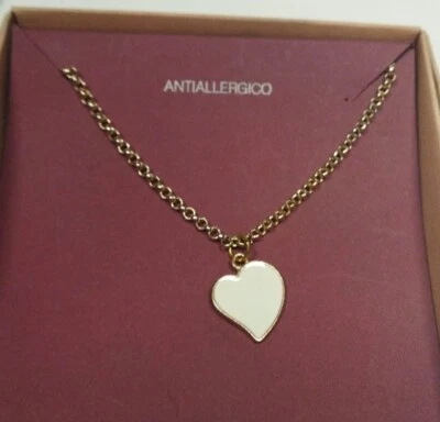 collana - cuore bianco - anallergico - bigiotteria - moda bijoux - Immagine 1 di 2