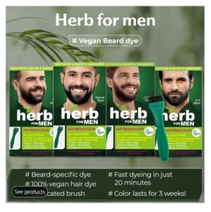 Herb For Men PPD Ammonia Allergy Free Mustache Beard Dye Vegan Ingredients Color - Picture 1 of 15