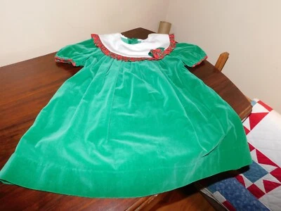 Rare Editions Green Velvet Holiday Girl Dress Vintage USA Size 5 - Image 1 of 4