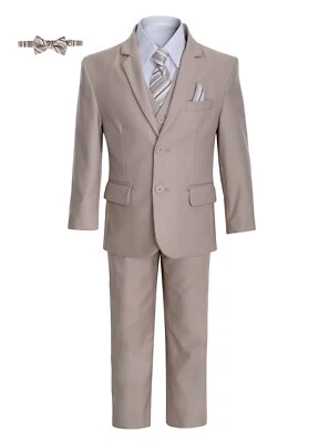 Magen Niños Niño Traje Formal en Beige Conjunto de 7 Piezas Set de 1-18 2 Botones Foto 1 de 3