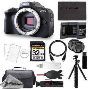 Canon EOS R50 Mirrorless Camera (Black) + 32GB + Ext Bat+ 3 PC Filter- Kit - Picture 1 of 8