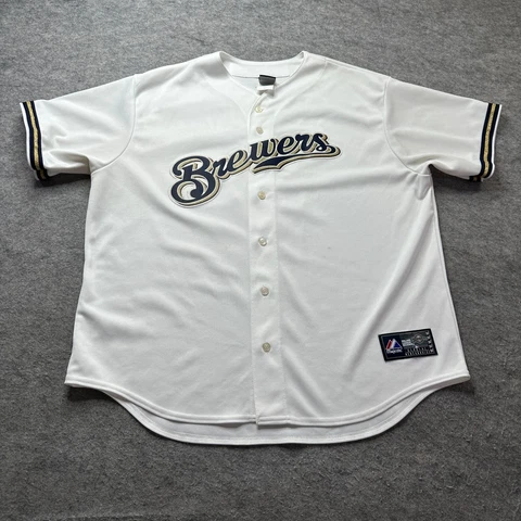 Milwaukee Brewers Ryan Braun Baseball Jersey Majestic Men 2XL White #8 USA Poly Cover