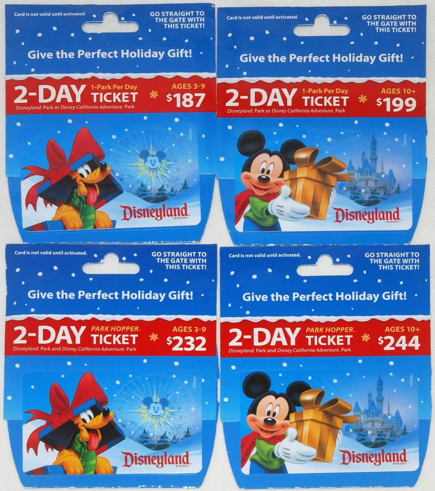 All 4 Different Disneyland Holiday Passport Gift Cards 2017: Mickey & Pluto Mint - Image 1 of 1