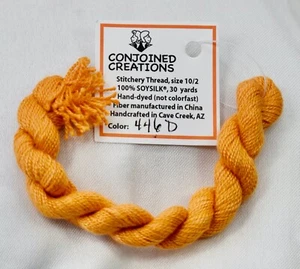 Conjoined Creations Thread 100% Soy silk 10/2 30 yards hand-dyed orange 446D - Picture 1 of 1