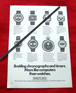 OROLOGIO CRONOGRAFO BREITLING 1971 ORIGINALE VINTAGE PRESS ADVERT - Foto 1 di 1