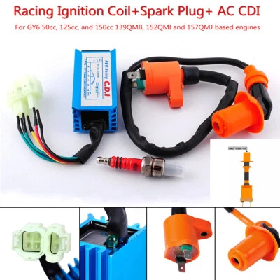 Bobina de encendido + bujía + caja CDI de CA para scooter Gy6 Go Kart 150cc 125cc 50cc ATV Foto 1 de 4