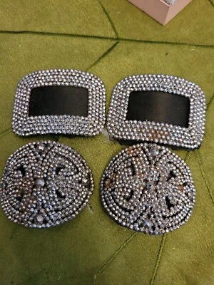 2 Pares de Hebillas de Zapato Antiguas Francesas Corte Acero Marcadas Hecho en Francia Foto 1 de 4