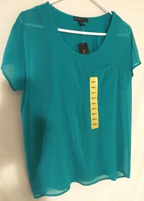 Blusa/top transparente Design History para mujer con camiseta sin mangas adjunta, verde azulado, pequeña/mediana nueva con etiquetas Foto 1 de 3
