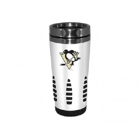 Pittsburgh Penguins NHL Hockey Metal Stainless Hot Cold Beverage Tumbler WHT Cover