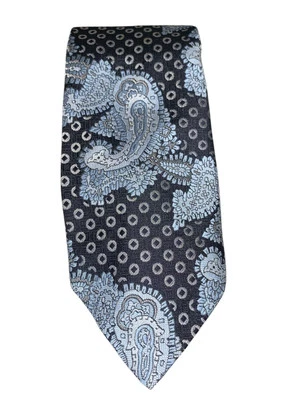 Corbata de cuello Vesuvio Napoli poliéster azul marino cachemira para hombre Foto 1 de 4