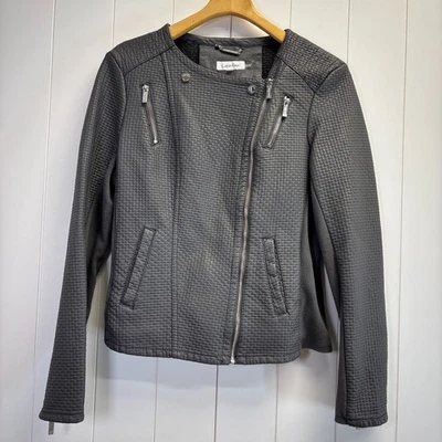 Chaqueta de moto clásica de cuero sintético Calvin Klein para mujer Old Money talla M minimalista Foto 1 de 4