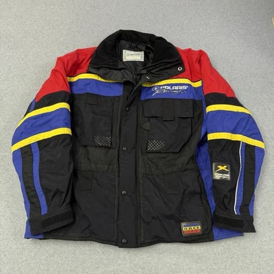 Vintage Polaris Snowmobile Racing Jacket Multicolor Genuine Race Gear Size Large - Image 1 of 4