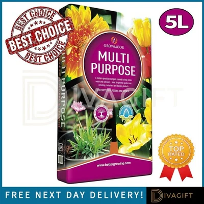 GROWMOOR ALL PURPOSE COMPOST 5L VEGETABLE PLANT PLANTER GROWING POTTING SOIL NEW
