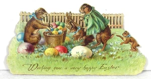 Vintage Stanzform Ostern mit Hasen und bunten Eiern - Bild 1 von 5