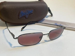 Maui Jim Mahi Polarized Rimless Sunglasses New 550-02 Gunmetal/Rose Glass Sport - Picture 1 of 6