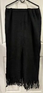 Steve Madden Women's Essentials Solid Fringed Scarf MP9 Black One Size NWT - Picture 1 of 4