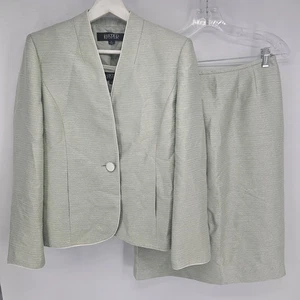 Tuta combinata donna Kasper verde 3 pezzi top giacca e gonna taglia 6 ha usura - Foto 1 di 16