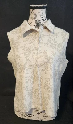 Топ женский Caribbean Joe без рукавов с воротником на пуговицах 1/4 средний тропический - Изображение 1 из 4