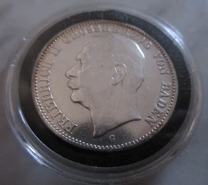 MDS IMPERO TEDESCO IMPERO BADEN TRE 3 MARCHI 1908 G "FRIEDRICH", ARGENTO # - Foto 1 di 2