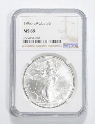 American Silver Eagle 1996 MS69 NGC etiqueta marrón *9394 Foto 1 de 4