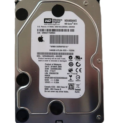 WD WD6400AAKS-40H2B0 DARNNVJMA (WMAS) Malaysia 3.5" 640gb Sata HDD MAR/2009 - Image 1 of 2