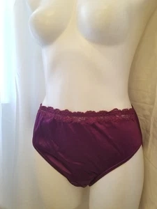 Vintage Plum Purple Second Skin Satin Brief Panty Panties L - Picture 1 of 8
