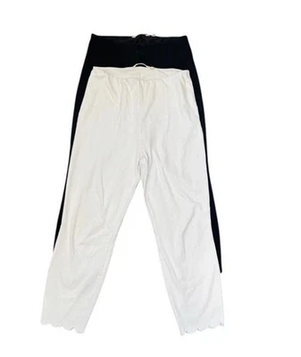 Soft Surroundings Pull On Pant Womens Size PM Petite Lot White and Black Capris - Image 1 of 4