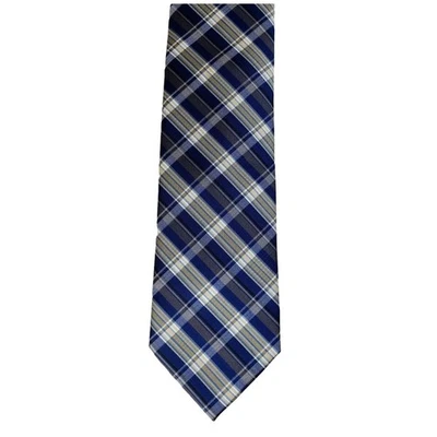 Corbata de cuello a cuadros azul diseño platino para hombre negocios carrera formal oficina lavable Foto 1 de 4