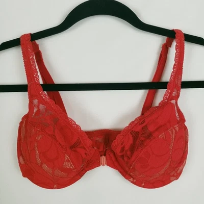 Sujetador push-up vintage Olgas Christinas 34C insertos con aros rojo cierre frontal rojo Foto 1 de 4